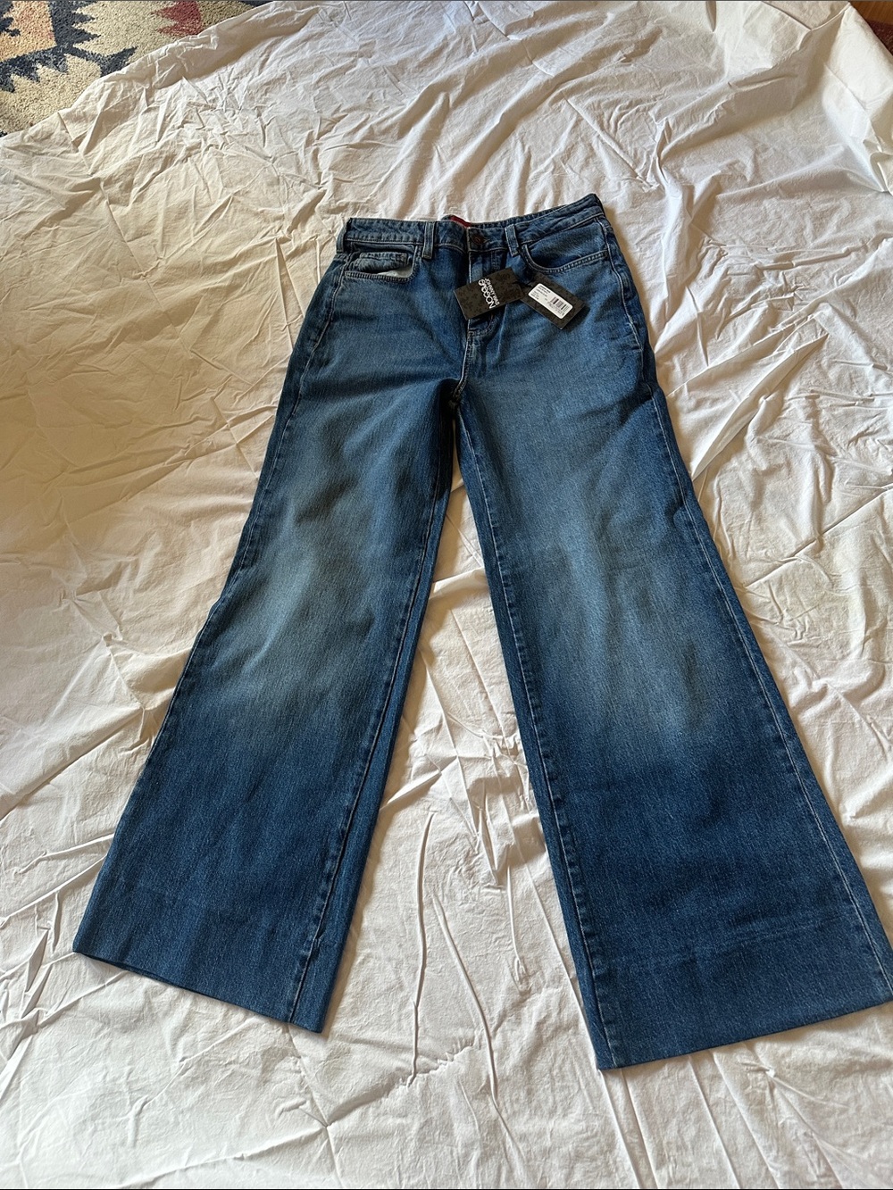 Johnny Was Dark Blue Wide-Leg Flare Jeans